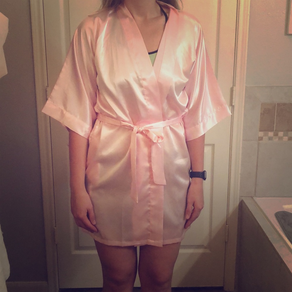 Pink silk robe